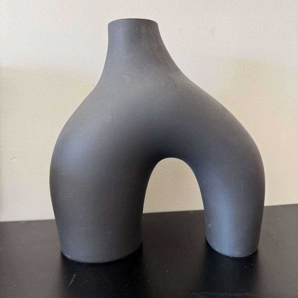 H&M Home large stoneware vase modern shelf decor cb2 irregular art arch rh - Picture 6 of 8
